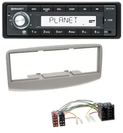 Continental USB MP3 AUX 1DIN Autoradio für Fiat Multipla 186 1999-2010 grau