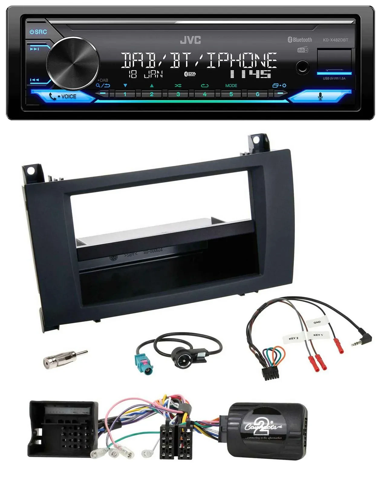 JVC Bluetooth DAB USB Lenkrad Autoradio für Mercedes SLK R171 2004-2011