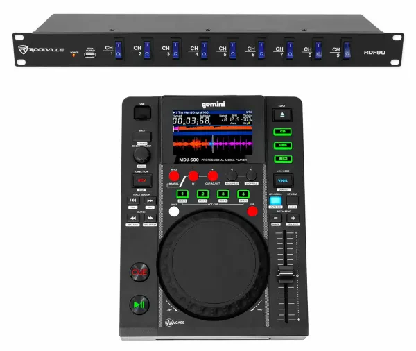 Gemini MDJ-600 Tabletop USB/CD Media Player DJ MIDI Controller + Power Strip