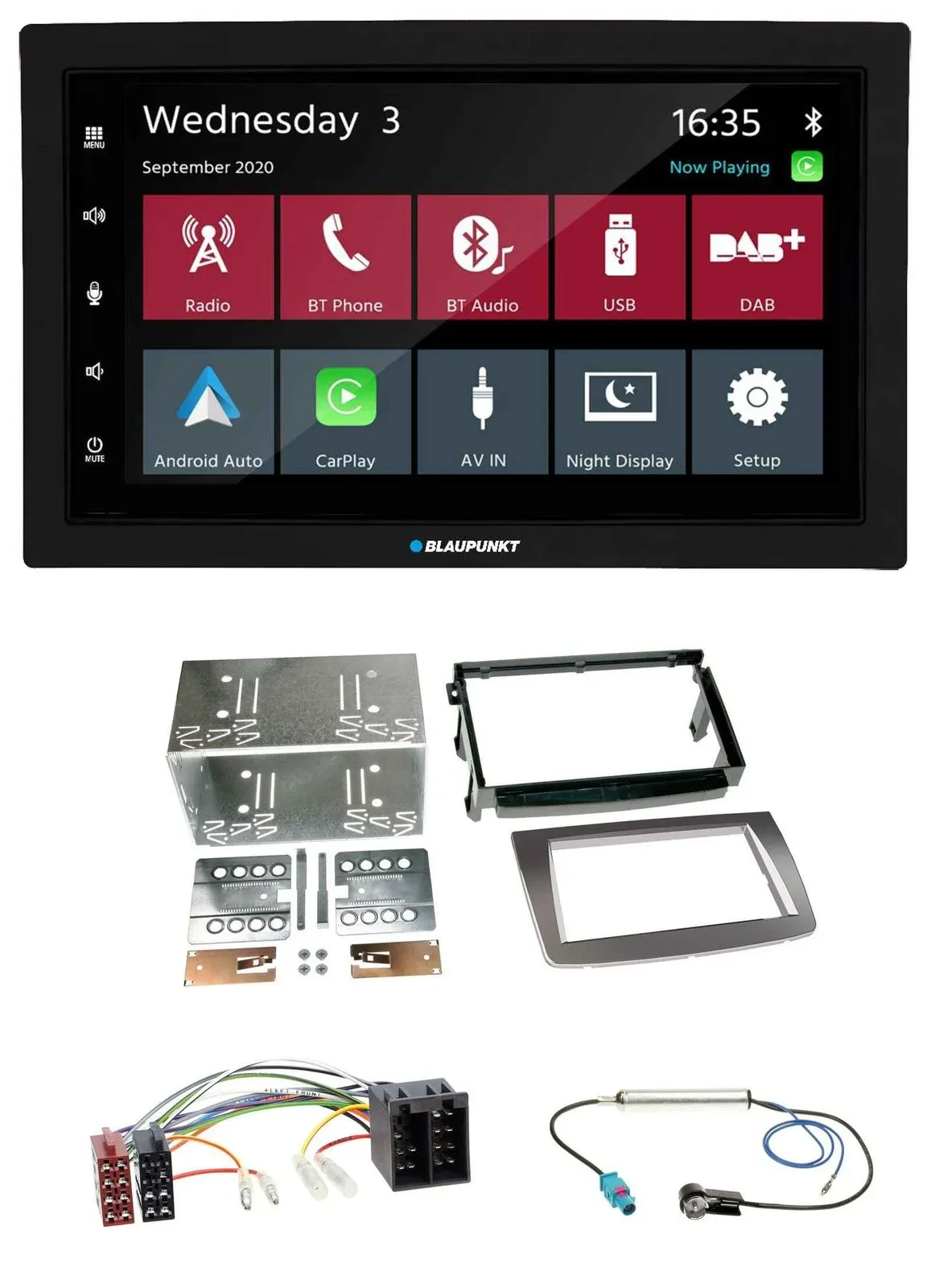 Blaupunkt 2DIN MP3 USB Bluetooth DAB Autoradio für Alfa Romeo Mito ISO 955 08-14