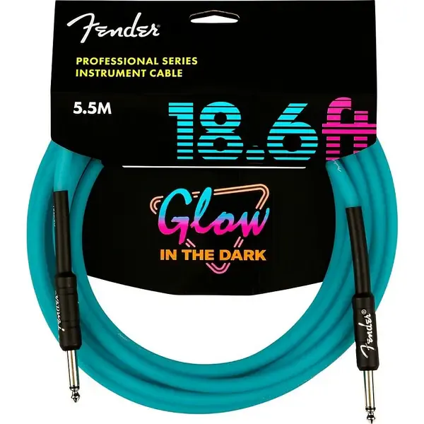 Инструментальный кабель Fender Professional Series Glow in the Dark Cable Blue 18.6 Feet