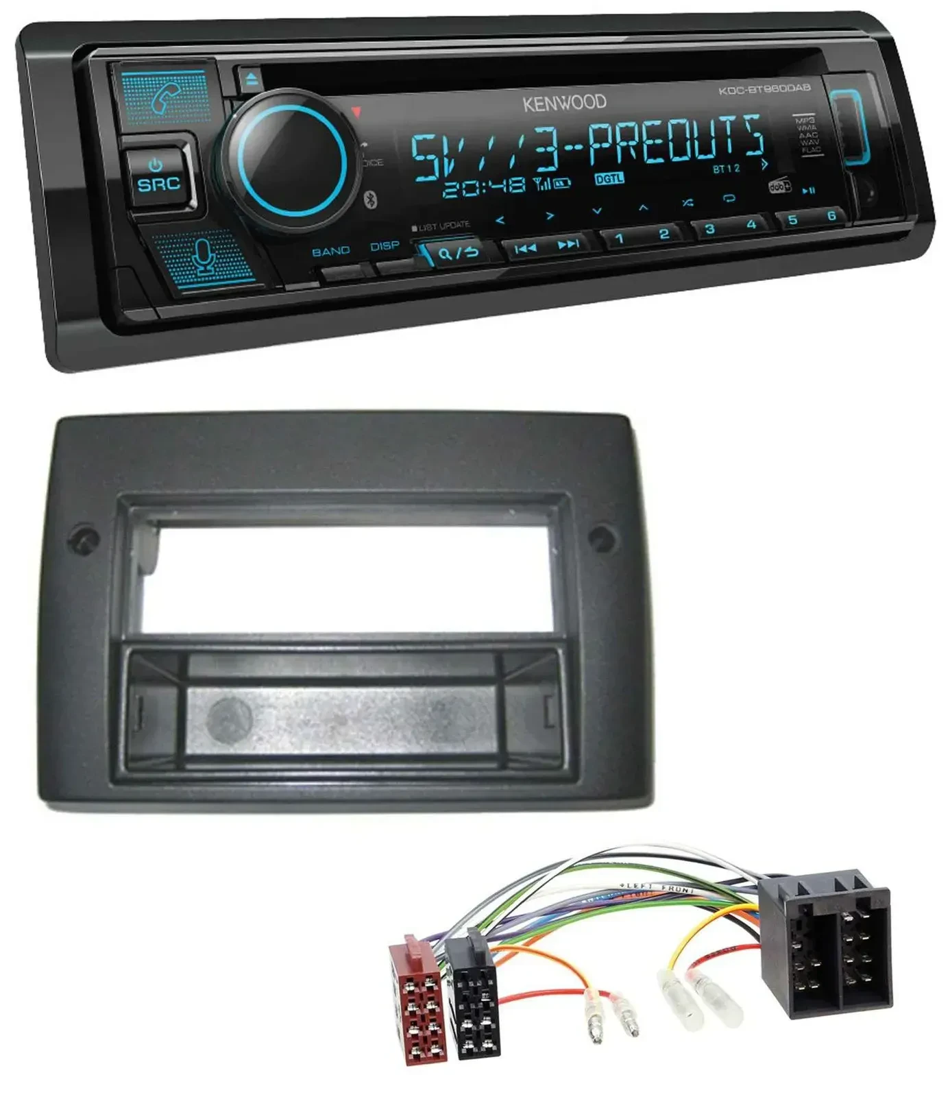 Автомагнитола для Fiat Stilo (192, 2001–2008) Kenwood Bluetooth/USB/CD/MP3/DAB