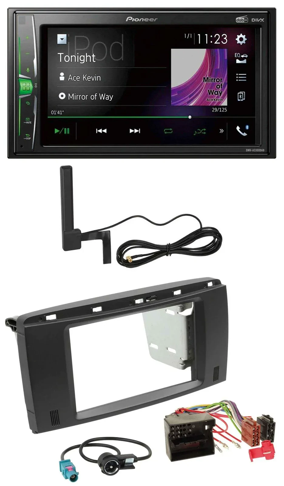 Автомагнитола Pioneer 2DIN Bluetooth, DAB, MP3, AUX для Mercedes R-Class (2006–2012)