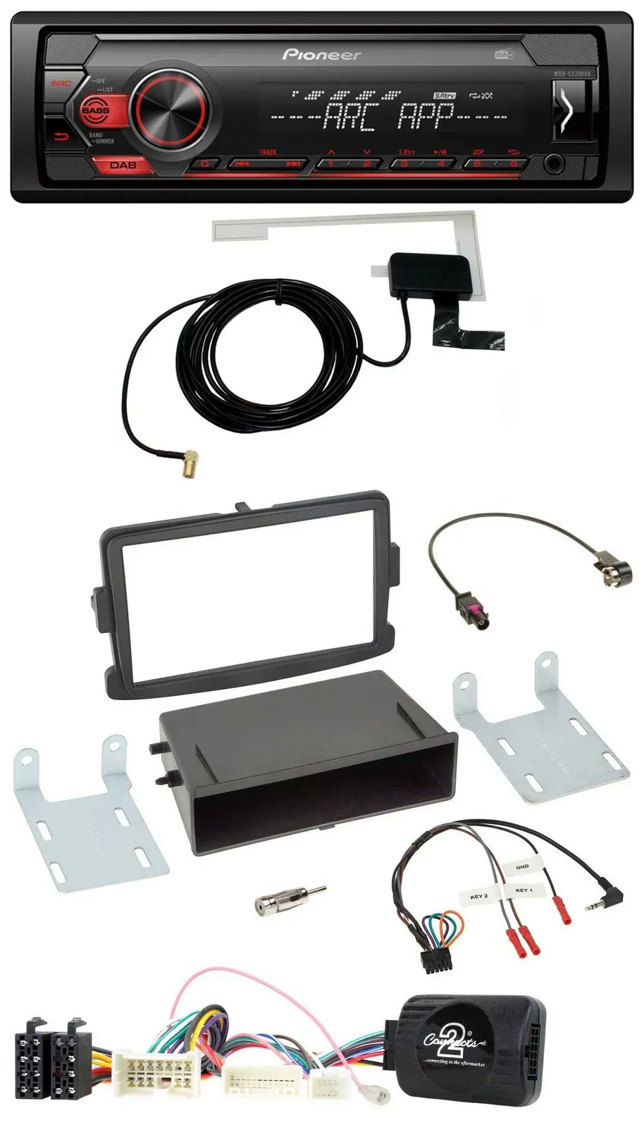 Автомагнитола для Dacia Dokker/Duster/Lodgy Pioneer 1-DIN, USB, DAB, MP3, управление с руля