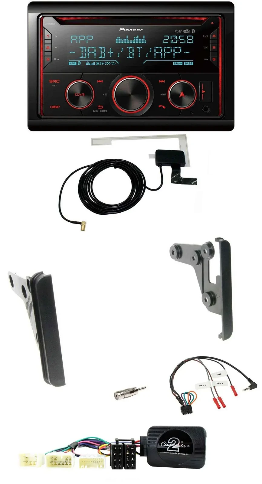 Автомагнитола Pioneer 2DIN, DAB, USB, CD, Bluetooth для Toyota Yaris 2007–2010