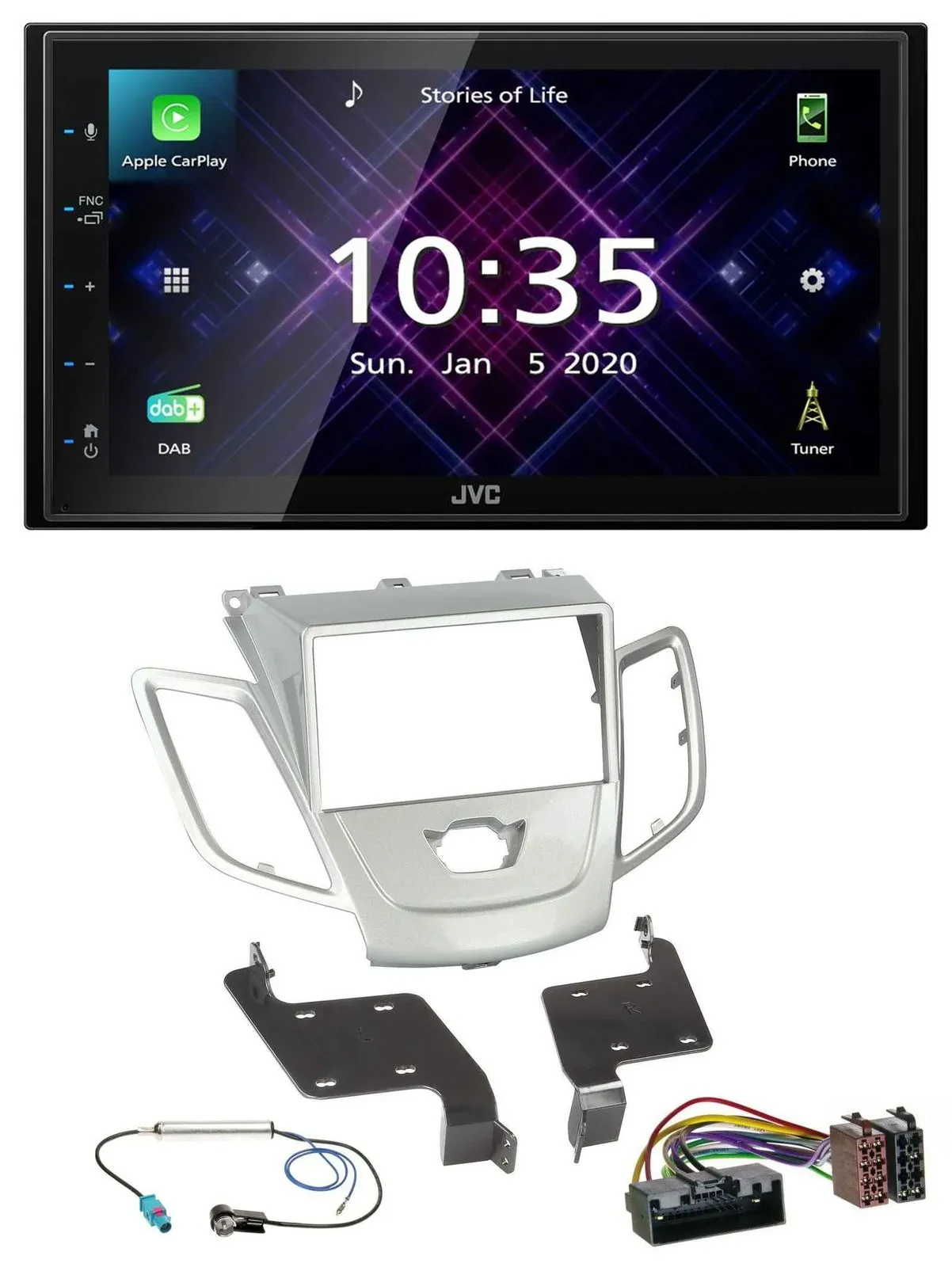 JVC DAB 2DIN MP3 Bluetooth USB Autoradio für Ford Fiesta 2010-2017 silber