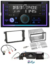 JVC Lenkrad USB 2DIN DAB Bluetooth CD Autoradio für VW Passat Polo Scirocco Shar