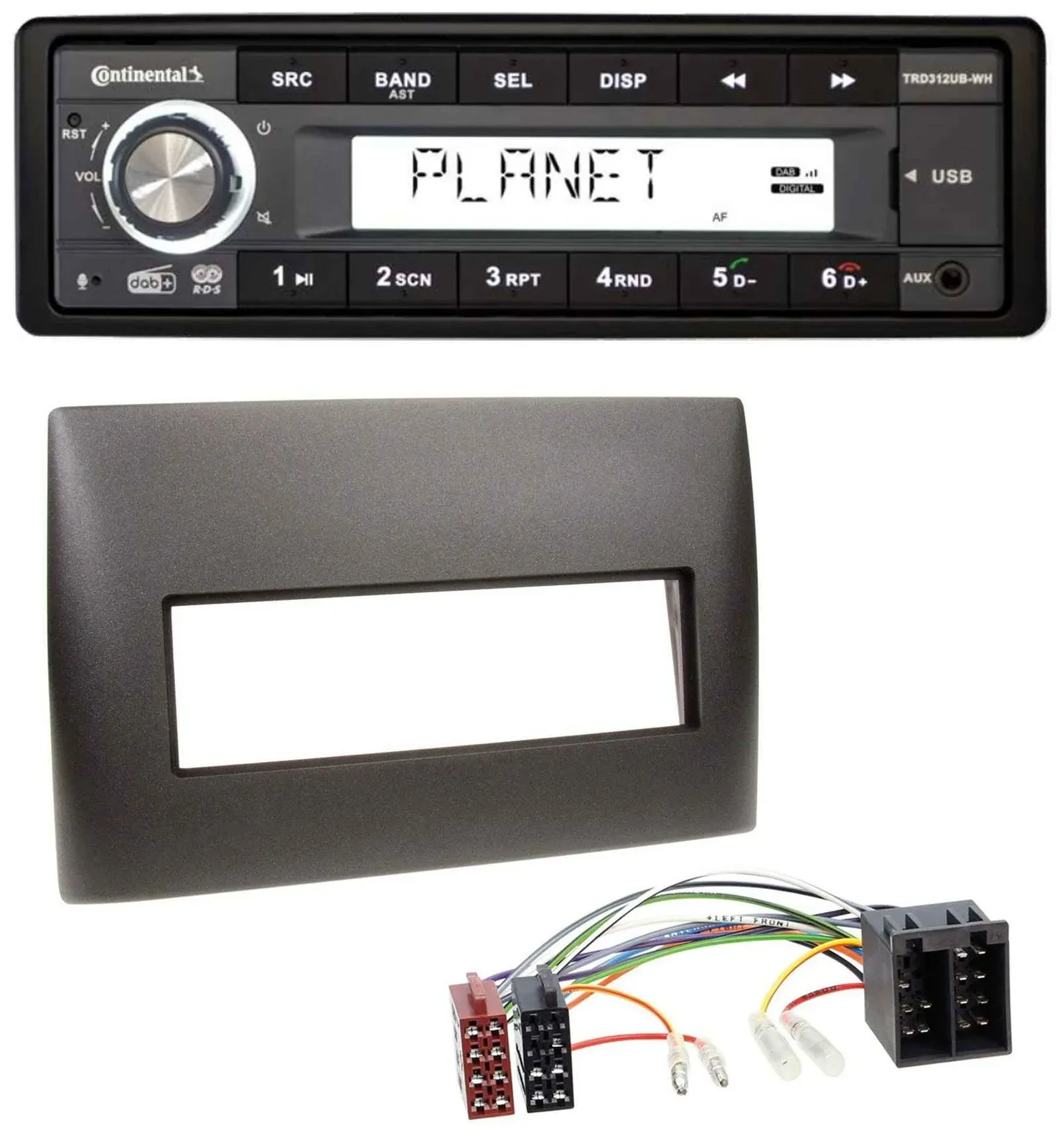 Continental USB 1DIN AUX DAB MP3 Autoradio für Fiat Stilo (192, 2001-2008)