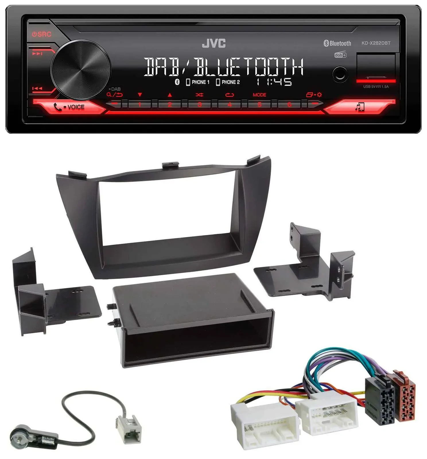 Автомагнитола для Hyundai ix35 (LM, 2010–2013) JVC Bluetooth, USB, DAB, MP3