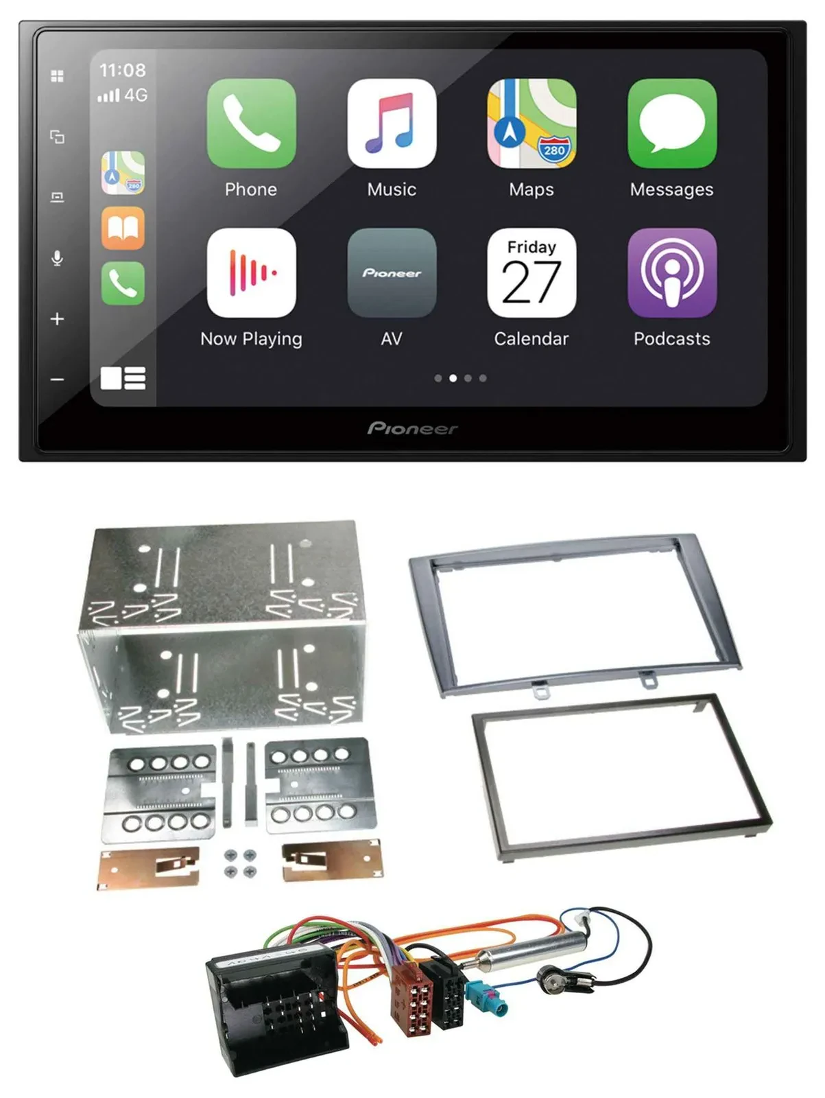 Pioneer MP3 Bluetooth DAB 2DIN USB Autoradio für Peugeot 308 07-09 silber