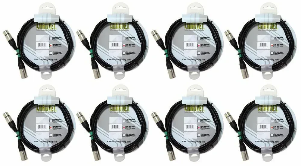 DMX-кабель Chauvet DJ DMX3P10FT Black 3 м (8 штук)