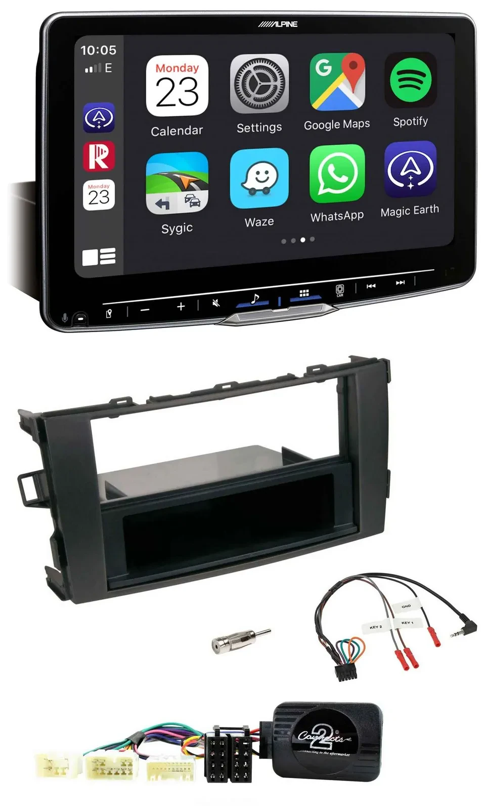 Автомагнитола для Toyota Auris 2007–2011 Alpine Bluetooth USB DAB, черная