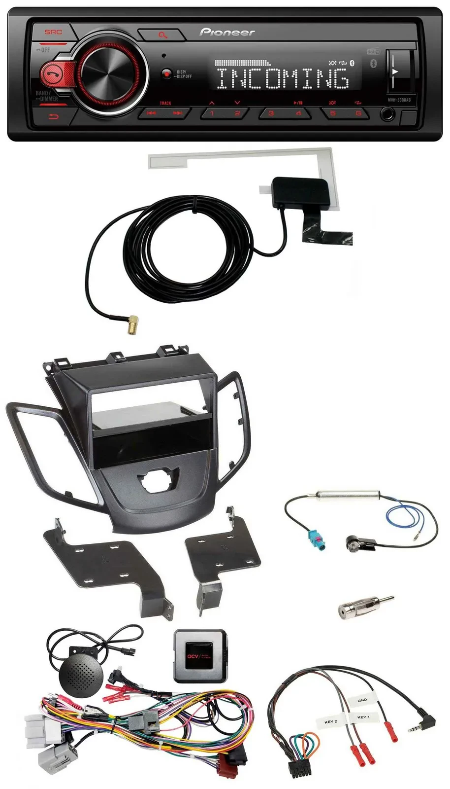 Pioneer USB Lenkrad DAB Bluetooth Autoradio für Ford Fiesta 10-13 ohne Display s