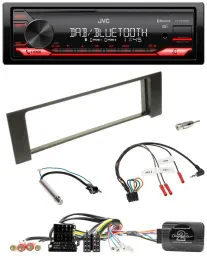 Автомагнитола JVC Bluetooth USB DAB для Audi A4 2000–2004, с поддержкой кнопок на руле (CAN-Bus, ISO)