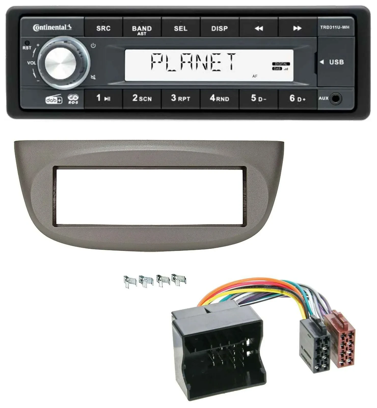 Continental MP3 AUX USB DAB 1DIN Autoradio für Renault Twingo 07-14 beige-grau
