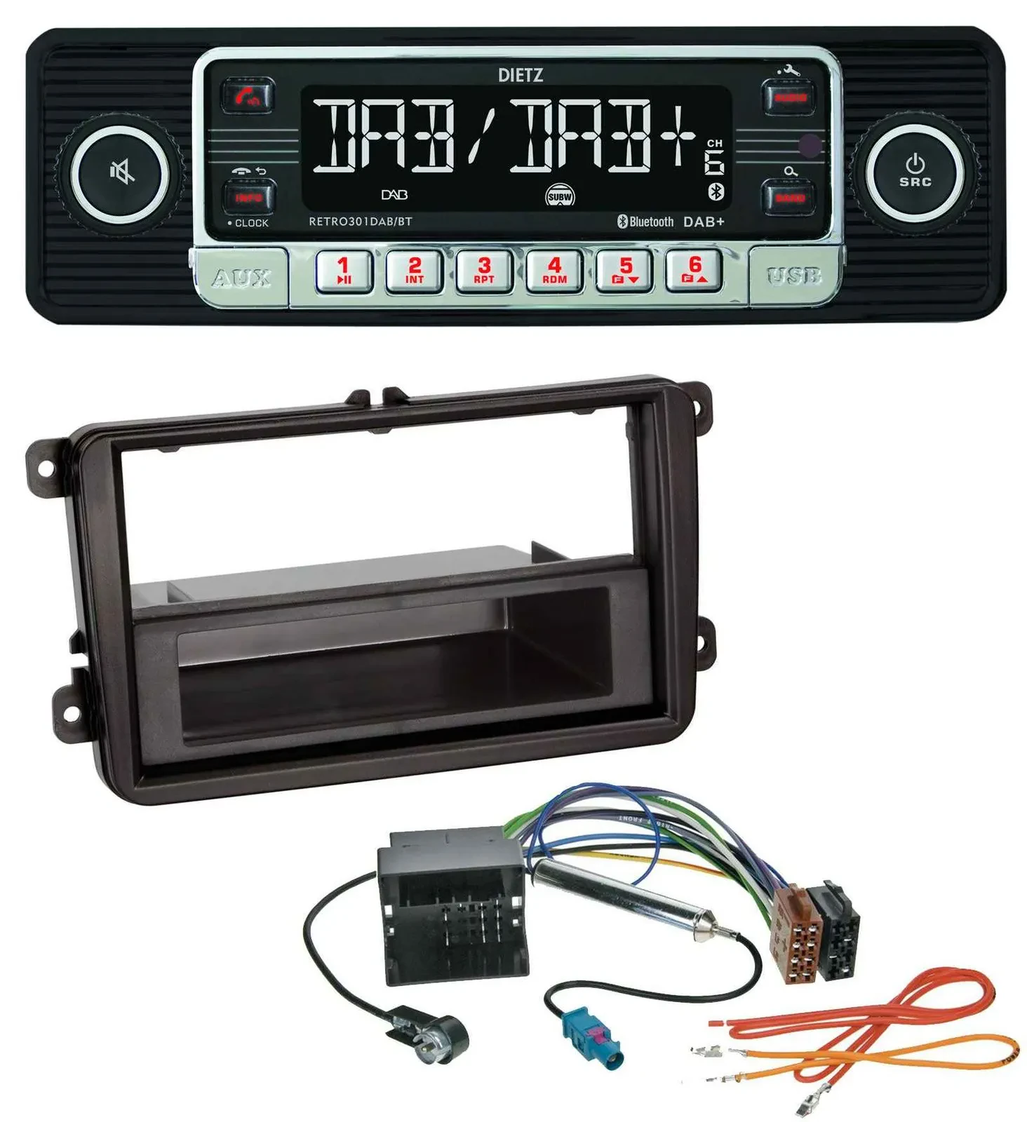 Dietz USB DAB MP3 Bluetooth Autoradio für VW Passat 05-10 Polo 09-14 Scirocco ab