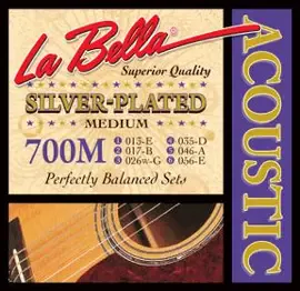 Струны для акустической гитары La Bella 700M 13-56, бронза посеребренная
