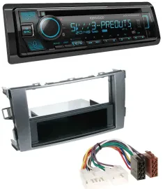 Автомагнитола для Toyota Auris 2007–2012 Kenwood Bluetooth USB CD MP3 DAB антрацит-серый