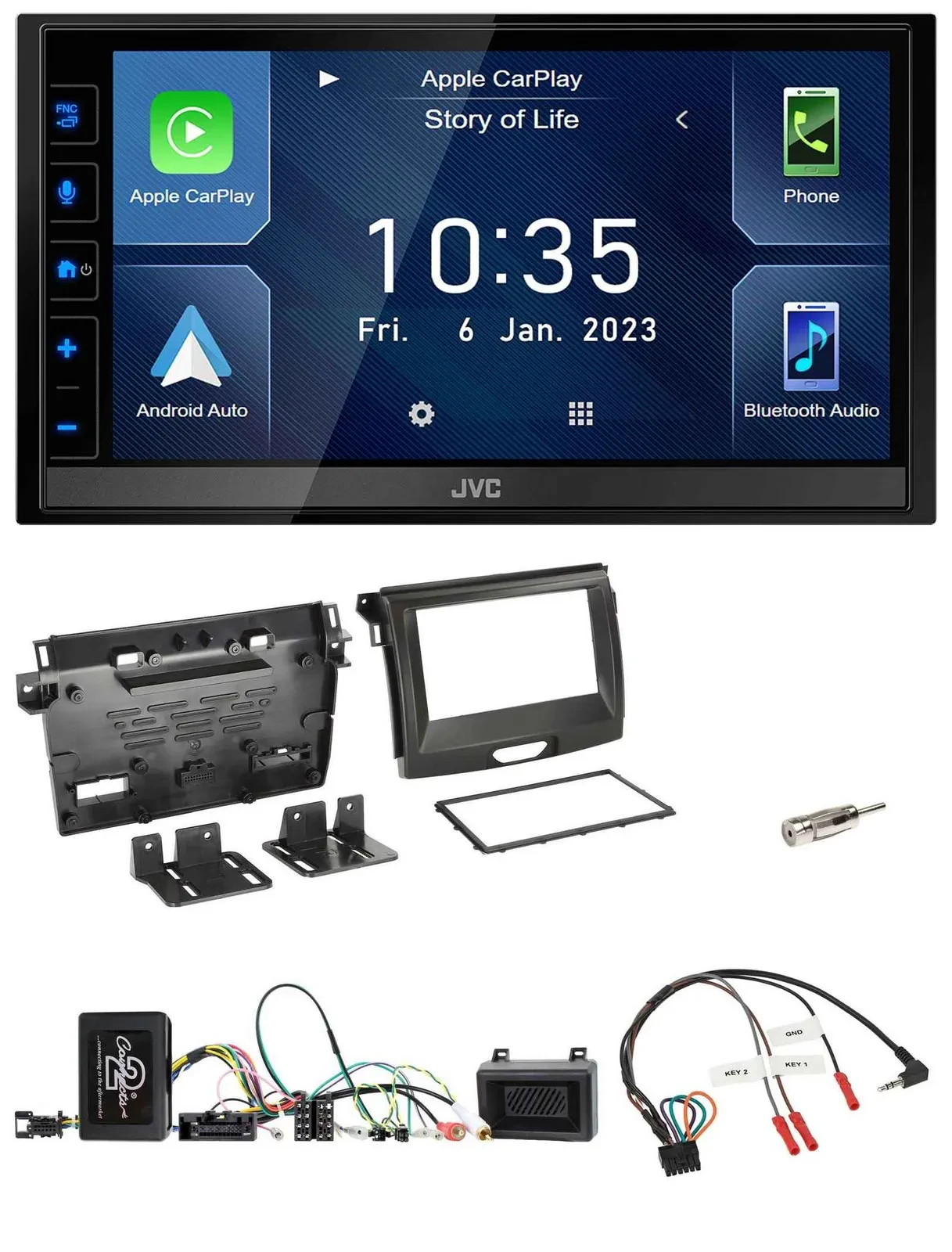 JVC DAB Bluetooth Lenkrad USB 2DIN Autoradio für Ford Ranger 2AB ab 04/2015