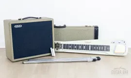 1958 Fender White "Higher Fidelity" Model 80 Tube Amp + Lap Steel w/ Case