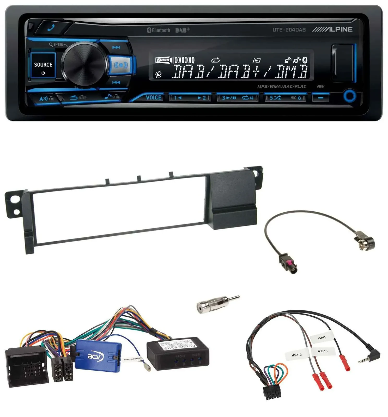 Alpine USB Bluetooth DAB Lenkrad Autoradio für BMW 3er E46 01-07 schwarz