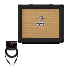 Orange Amplifiers Rocker 15 15W Black Combo with 10 Feet TS Guitar Cable Bundle