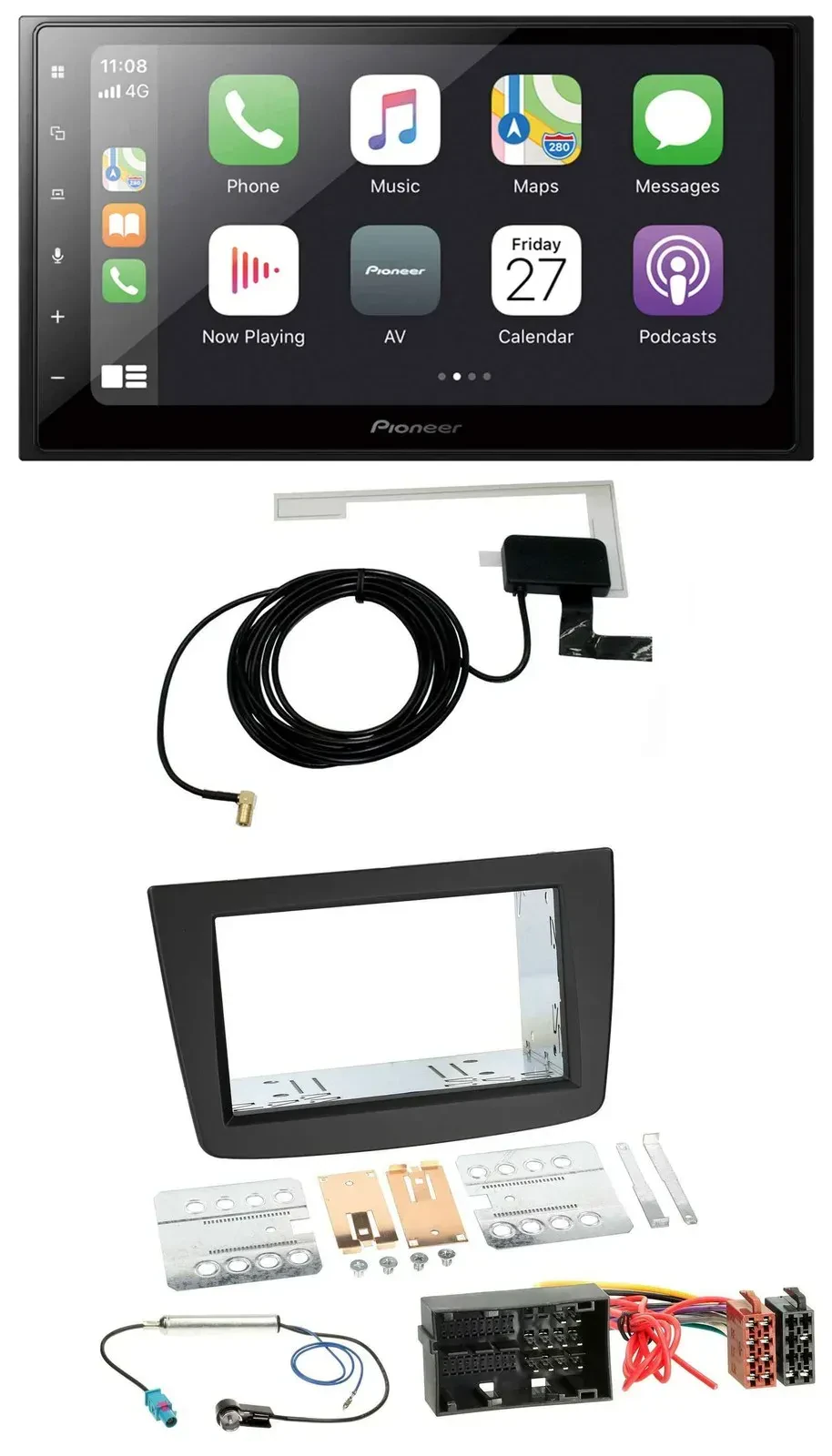 Автомагнитола Pioneer 2DIN, Bluetooth, DAB, USB, MP3, для Alfa Romeo Mito (955, с 2014), черный