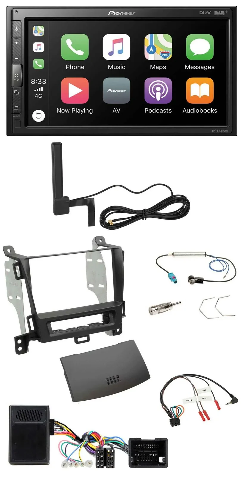 Pioneer USB 2DIN Bluetooth DAB Lenkrad Autoradio für Opel Zafira ab 13 jet black