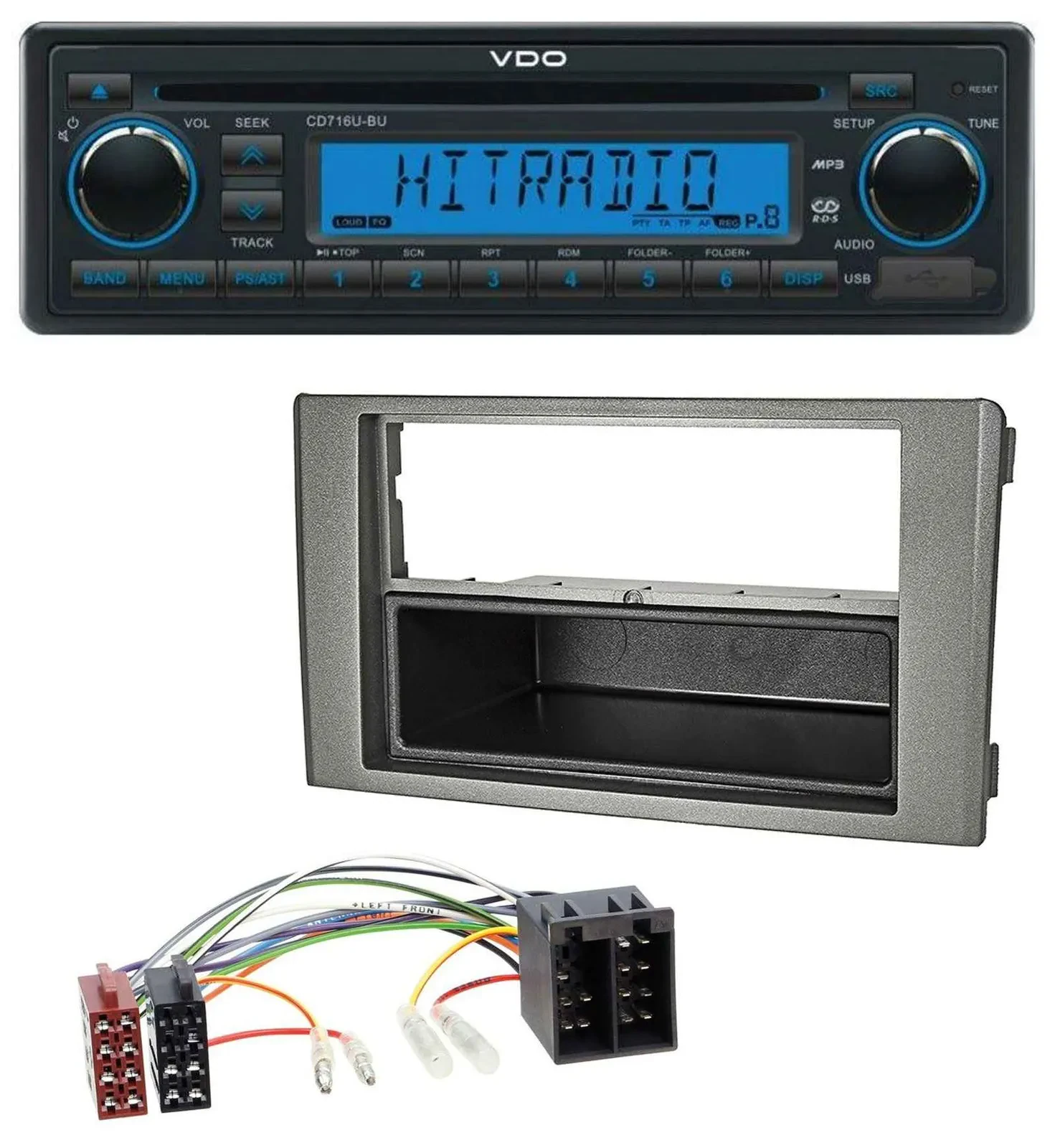 Автомагнитола для Iveco Daily (2006–2014) VDO 1-DIN, CD/USB/AUX, MP3, тёмно-серый