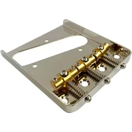 AxLabs Tele-Style Steel Plate Bridge with Brass Swivel Saddles Nickel