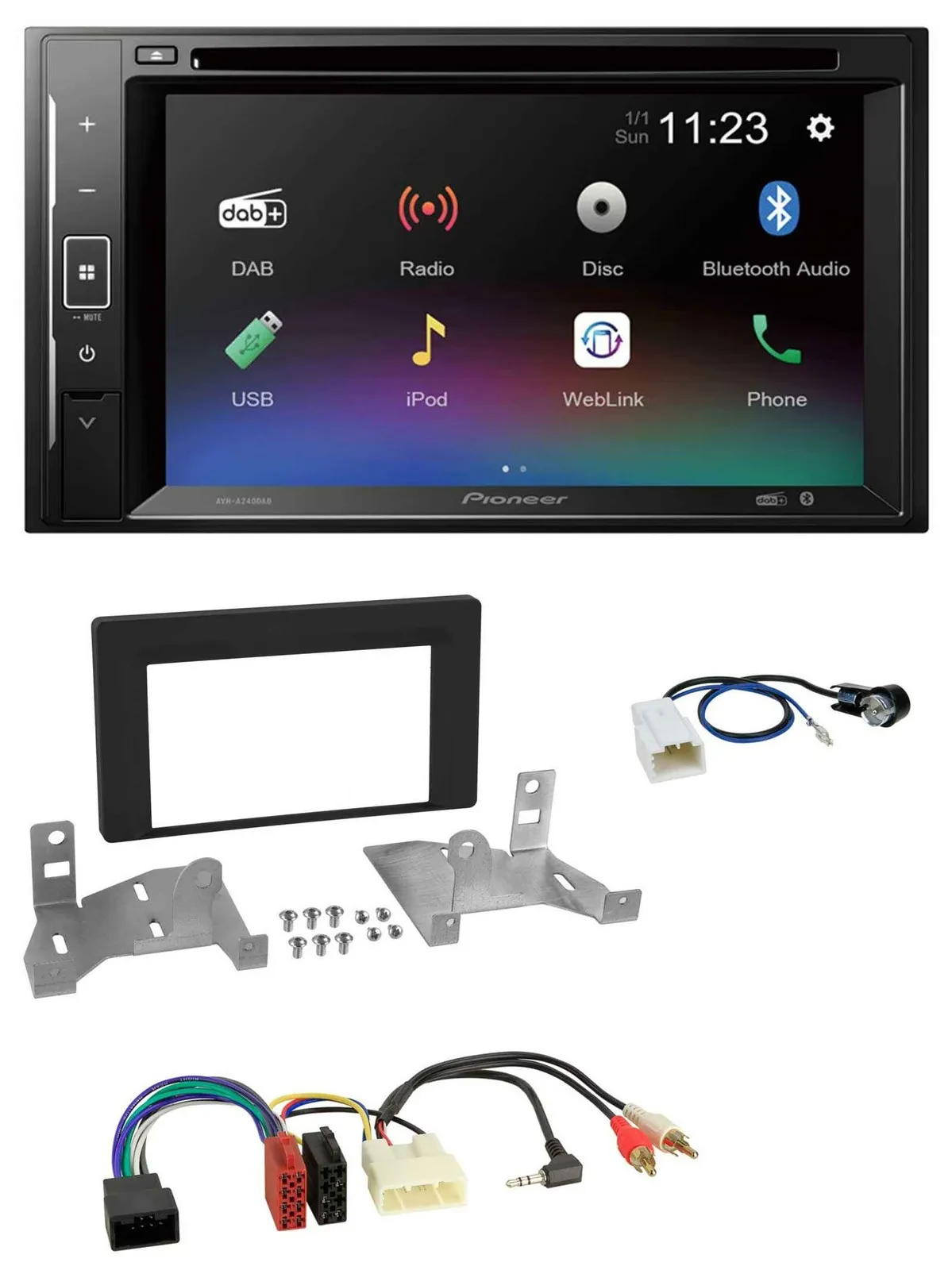 Автомагнитола для Toyota Aygo (с 2022) Pioneer 2DIN, Bluetooth, USB, MP3, DAB, DVD