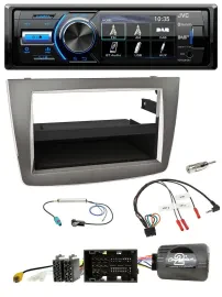 Автомагнитола для Alfa Romeo Mito 2014–2018 JVC Bluetooth, USB, DAB, серебристая, совместима с кнопками на руле