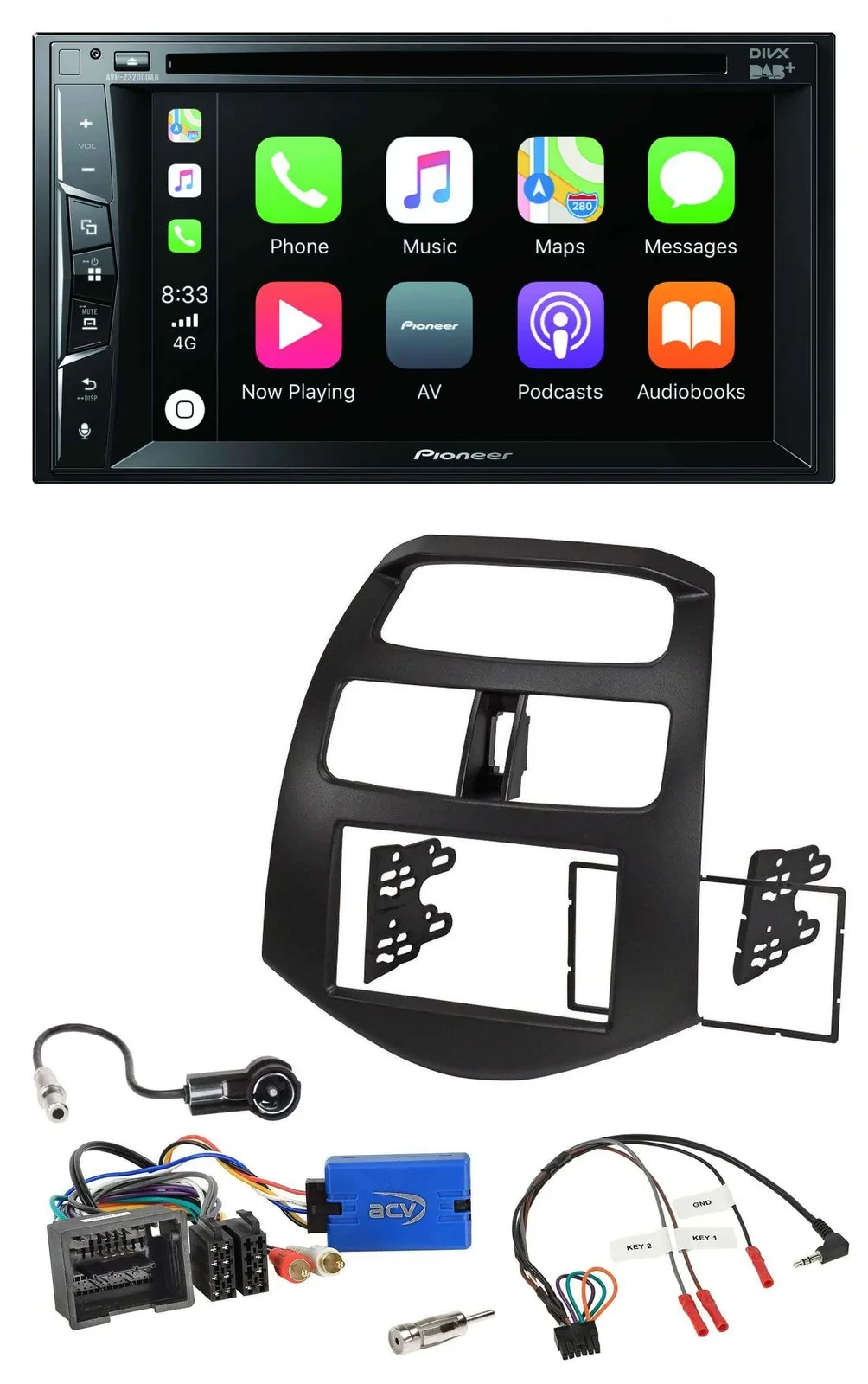 Pioneer Lenkrad USB DVD Bluetooth DAB 2DIN Autoradio für Chevrolet Spark 2013-20