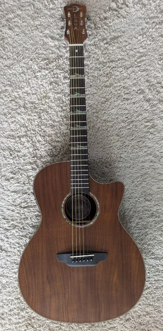 Luna Model HT KOA GCE High Tide Koa Grand Concert Size Acoustic Electric Guitar