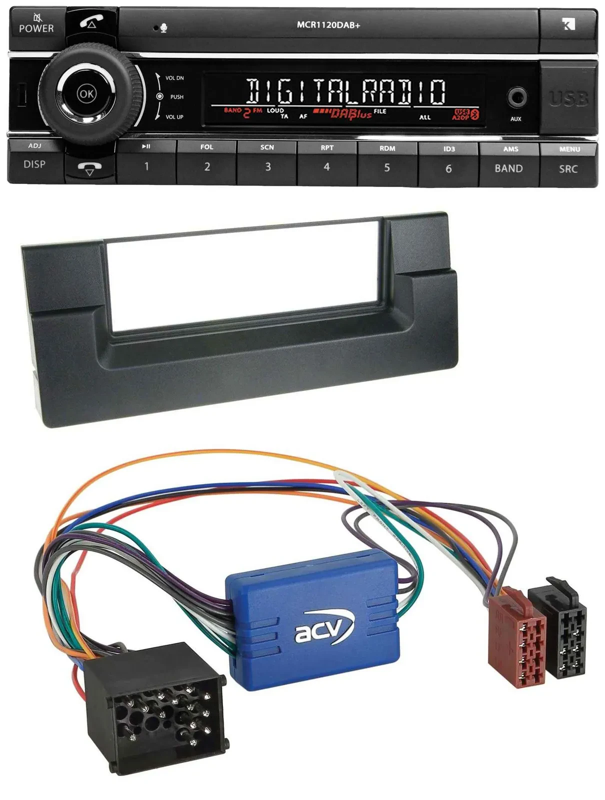 Kienzle Bluetooth MP3 USB DAB Autoradio für BMW 5er E39 X5 E53 Aktivsystem Rundp