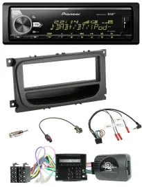Автомагнитола Pioneer Bluetooth USB DAB для Ford Mondeo/S-Max 2007–2014, поддержка управления с руля (CAN), черный