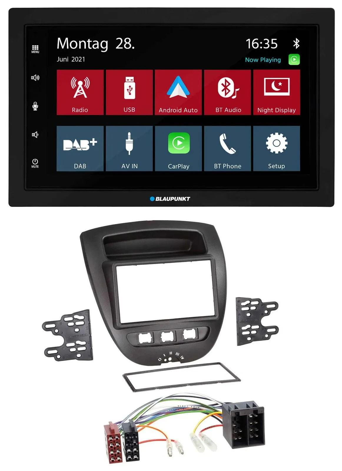 Автомагнитола Blaupunkt 2DIN, Bluetooth, DAB, USB, MP3 для Citroen C1 / Toyota Aygo / Peugeot