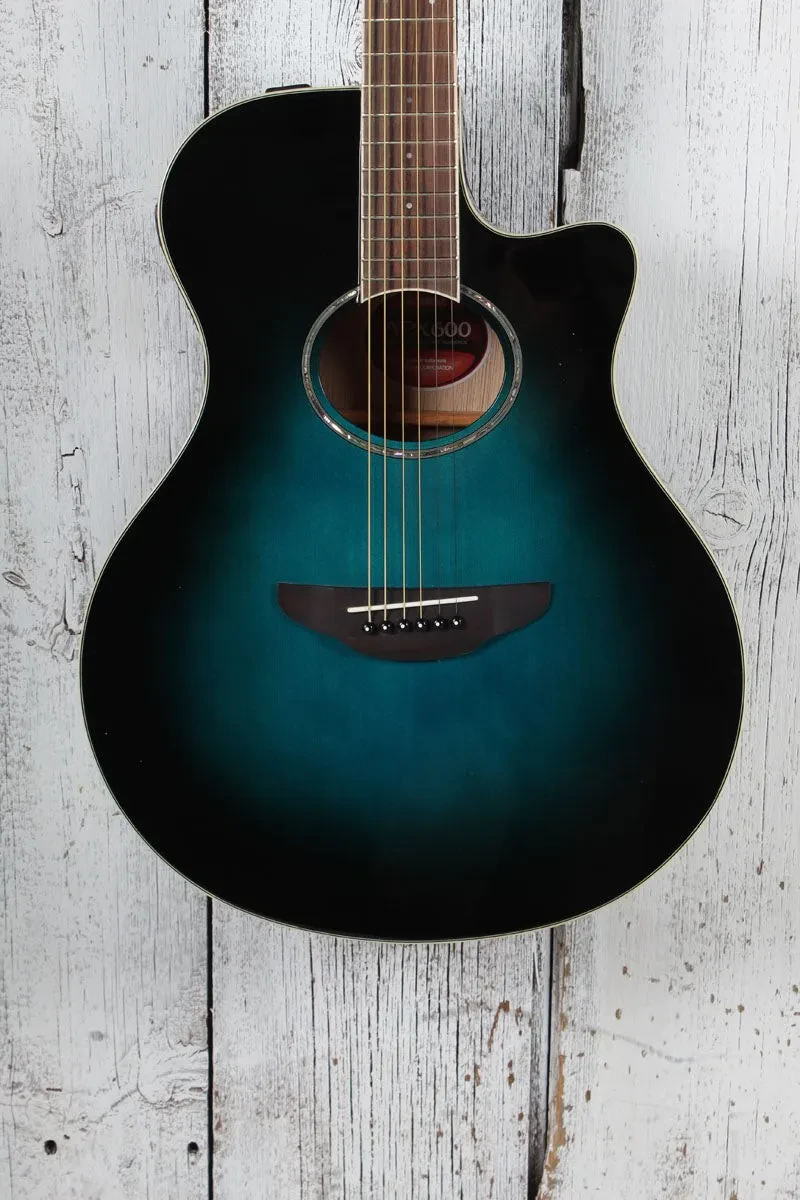 Б/У Электроакустическая гитара Yamaha APX600 thinline, вырез, System65 + SRT Piezo, Oriental Blue Burst