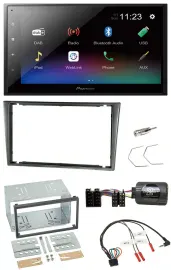 Pioneer USB Bluetooth DAB 2DIN Lenkrad Autoradio für Opel Corsa C 2000-2004 alum