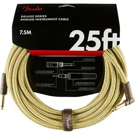 Инструментальный кабель Fender Deluxe Series Straight to Angle Instrument Cable 25 ft. Yellow Tweed