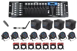 Rockville 192-Channel DMX Controller+Lighting Transmitter+Receiver+8 Par Lights