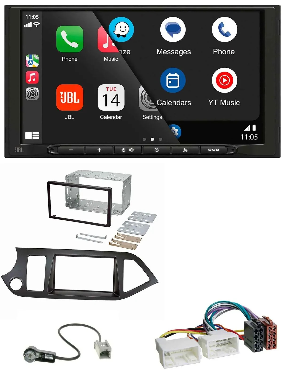JBL MP3 DAB Bluetooth USB 2DIN Autoradio für Kia Picanto ab 11 Start-Stop