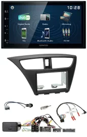 Kenwood 2DIN Bluetooth Lenkrad USB DAB Autoradio für Honda Civic ab 12 schwarz