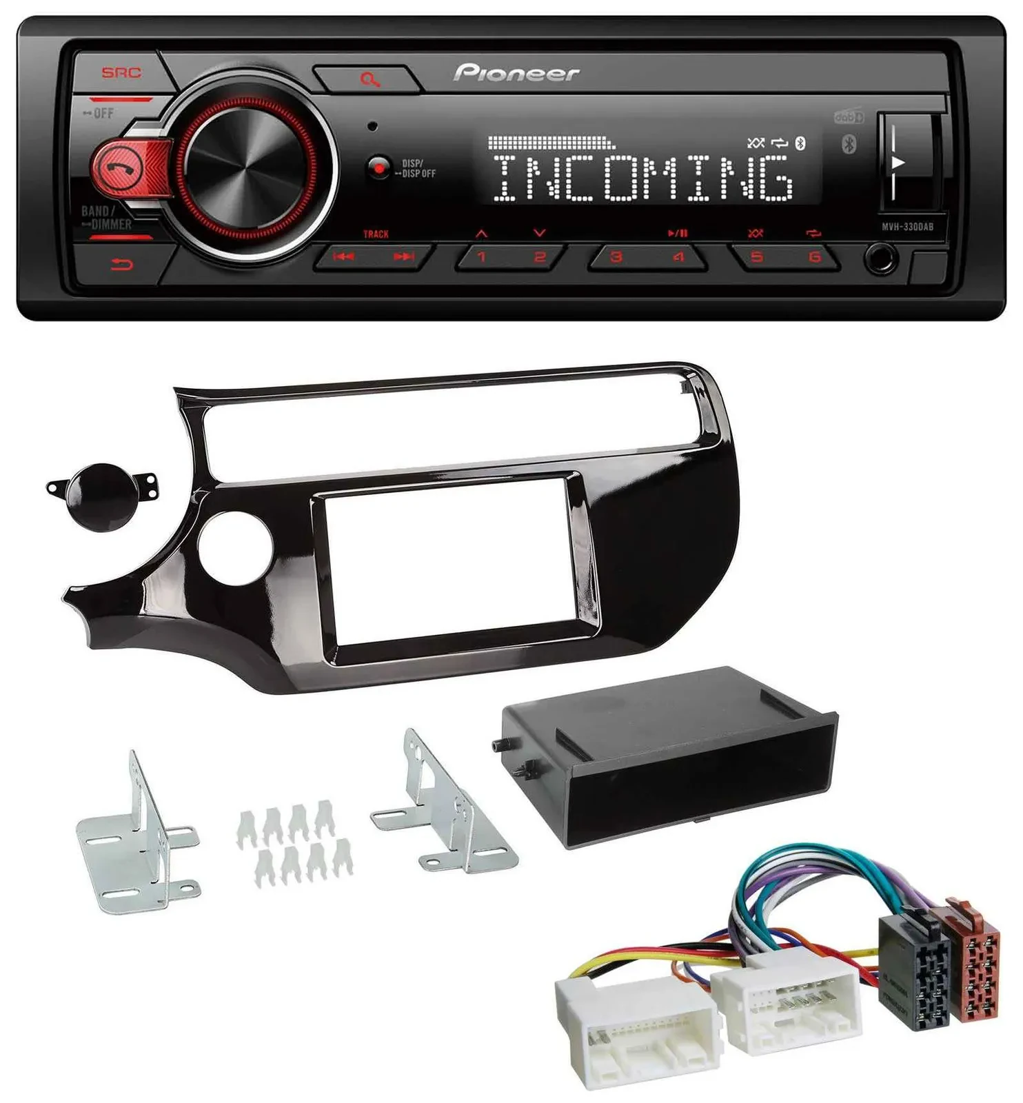 Pioneer Bluetooth USB DAB MP3 Autoradio für Kia Rio UB ab 2015 piano-schwarz