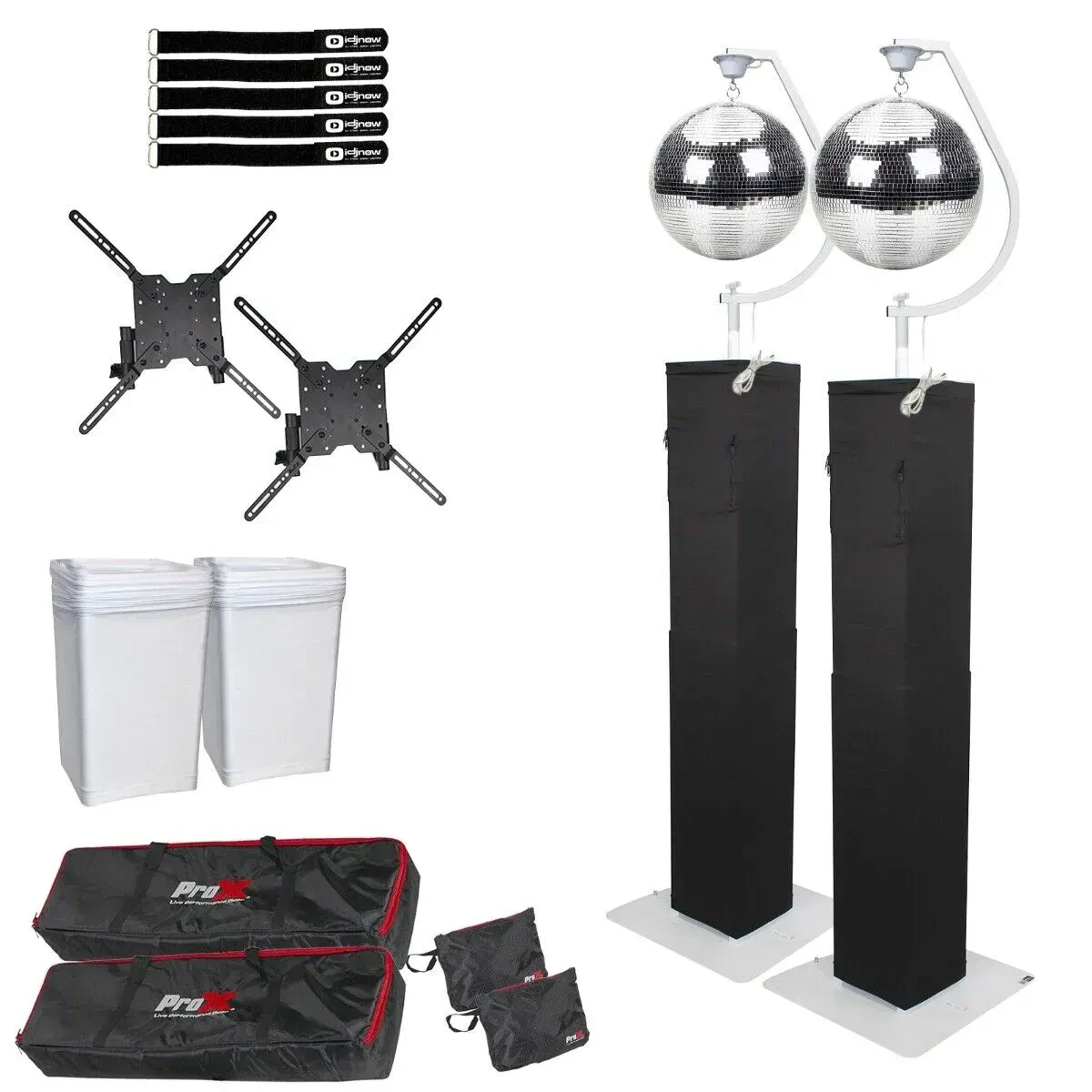 Стойка для световых приборов ProX Flex Totem TV белая (набор, 2 шт.), с зеркальными шарами