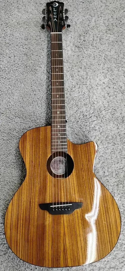Luna GYP E ZBR Gypsy Zebrawood Grand Concert Acoustic Electric Guitar