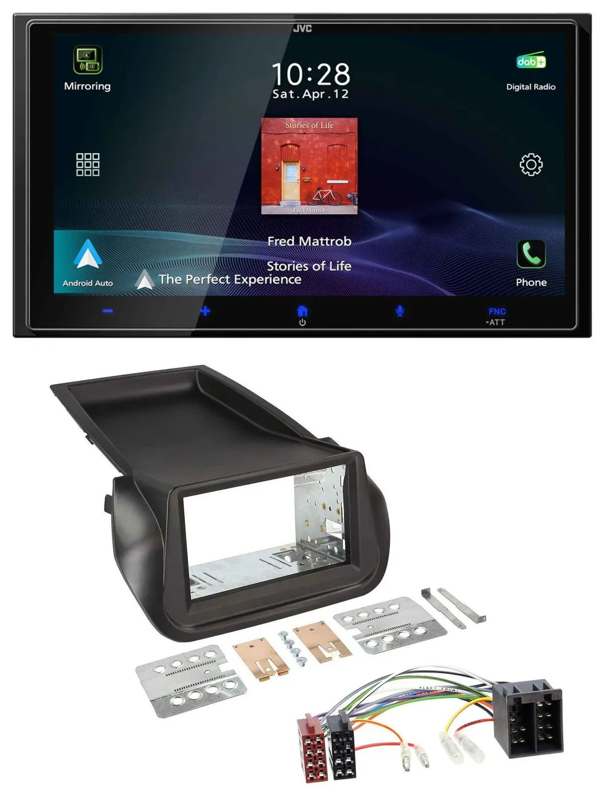 JVC USB Bluetooth 2DIN DAB MP3 Autoradio für Citroen Nemo Fiat Fiorino Peugeot B