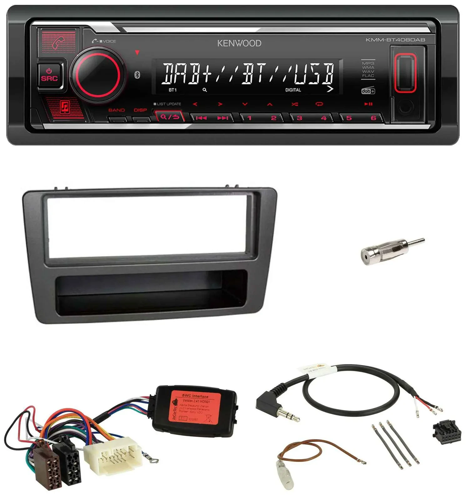 Автомагнитола Kenwood Bluetooth USB DAB для Honda Civic 2001–2003 черная