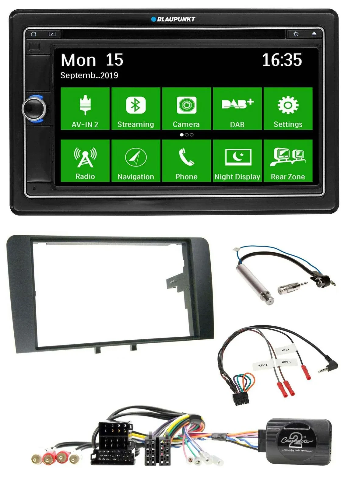 Blaupunkt Bluetooth 2DIN Lenkrad DAB USB TMC Navigation für Audi A3 Symphony ISO