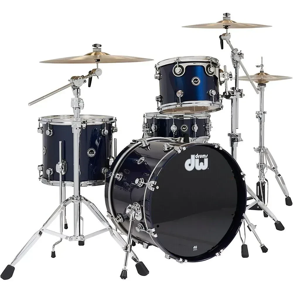 DW DWe Wireless A/E Convertible 4-Piece Drum Set Bundle w/20" Bass MN Blue Metal